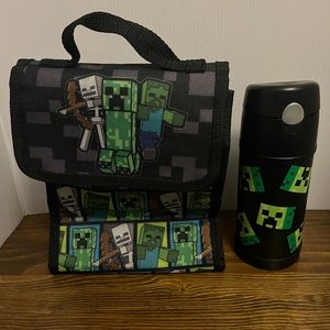 Thermos 16oz FUNtainer Minecraft Water Bottle with Bail Handle and Lunch Bag